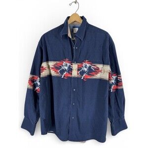 Vintage Wrangler Shirt Mens XL Brushpopper Pearl Snap Rodeo Western Cowboy Bull